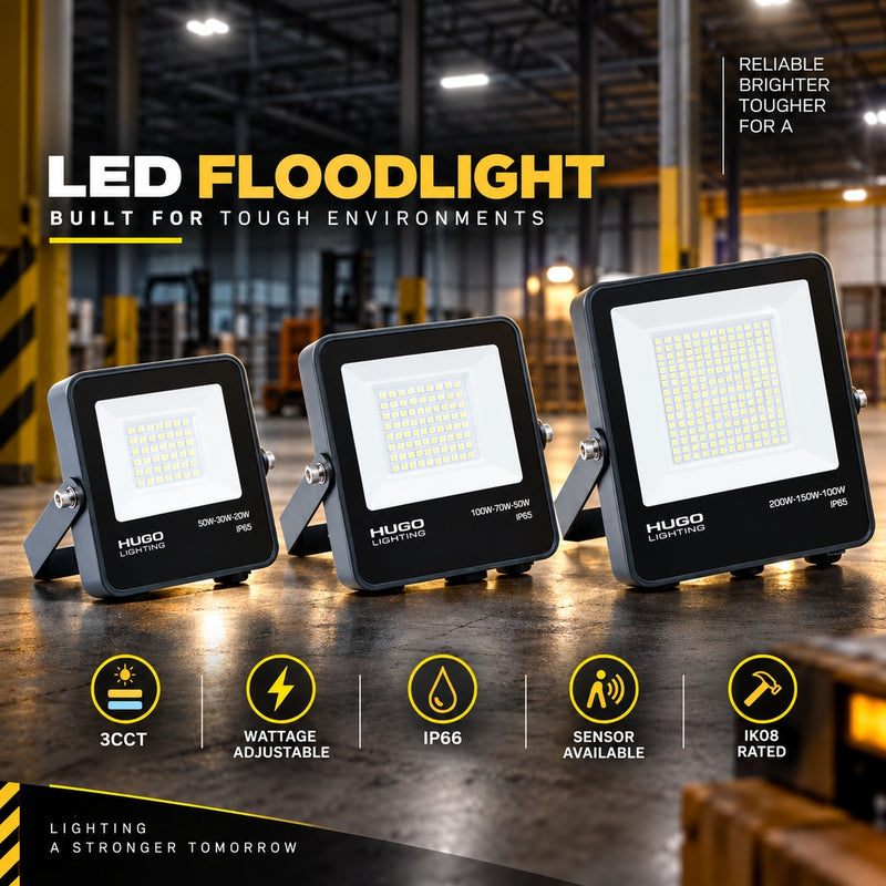 LED floodlight range, 20W to 200W