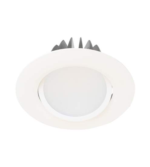 9W LED Tilt Downlight, 3000K, Matt White, 710lm, IP44, Dimmable